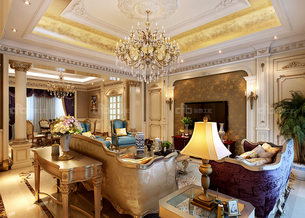 整木定制法式風格,金色別墅裝修案例效果圖(圖4) 整木定制法式風格,金色別墅裝修案例效果圖(圖4)